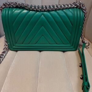 💚FINAL Green Leather Chain Quilted Shoulder Bag